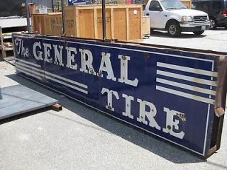 Vintage 1940s THE GENERAL TIRE Porcelain Neon Sign HUGE double sided 