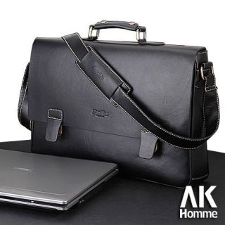 Luxury Soft Black Leather ★ Alias Kim ★ Laptop Bag Mens Messenger 