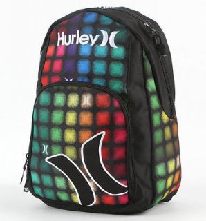  Womens/Girls Hurley Black Neon Dots Backpack School Bag & Pencil Bag 