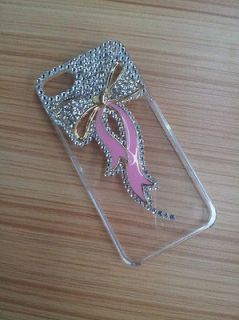 SALE 3D Clear Pink Ribbon Bowknot Diamond Bling Case Cover for Apple 