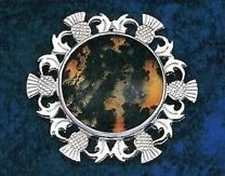 Scottish Ortak Silver Thistle Brooch Red Moss OOP