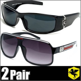 PAIR Sunglasses Mens Sport Turbo Aviator Fashion Shades PG4807 Bk 