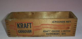 Antique DARIY FARM KRAFT CANADIAN QUEBEC CHEESE Loaf Wooden Box 2 lbs 