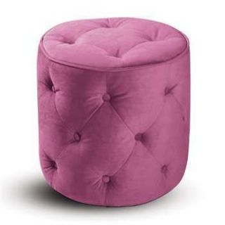 Avenue Six Curves Tufted Round Ottoman in Pink Velvet   CVS905 P18