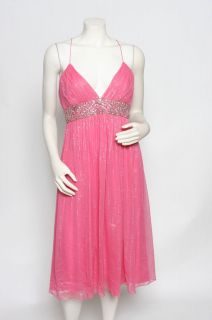 MARCHESA Notte Silk Evening Gown Beaded Pink Beaded Dress sz 12 NEW