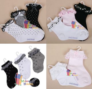 Baby Girls Toddler Lovely Lace Ruffle Frilly Cotton Ankle Socks 2 