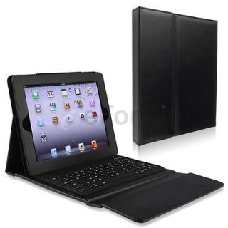   4th 3rd 2nd Gen Black Stand Leather Case Cover With Bluetooth Keyboard