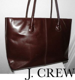 crew classic burg leather shoulder tote laptop bag purse