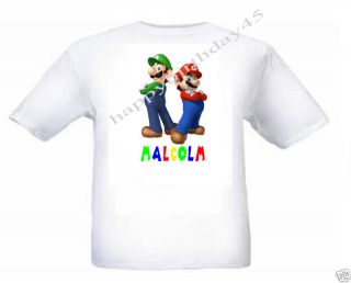 super mario luigi personalised kids t shirt age 2 12 location united 