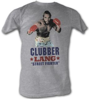 Rocky T shirt Clubber Lang Street Fighter Adult Gray Tee Shirt