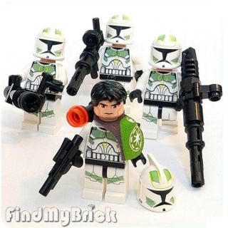 SW146G x4 Lego Star Wars 4x Green Clone Commander Troopers 7913 NEW