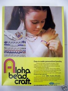 vintage alpha bead craft kit jewelry making toy sealed one