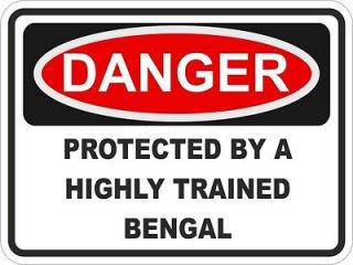 1x DANGER PROTECTED BY BENGAL WARNING FUNNY STICKER CAT PET Aufkleber