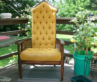 ANTIQUE VINTAGE 1920S HOLLYWOOD REGENCY THRONE CHAIR GOLD FABRIC 