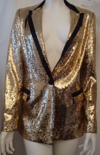 gold bronze sequin blazer jacket torn by ronny kobo nw