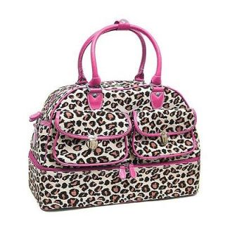leopard print duffle bag luggage suitcase pink turquoise