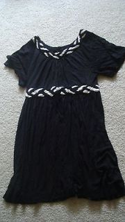 anthropologie black dress braided detail at neck and waist french 