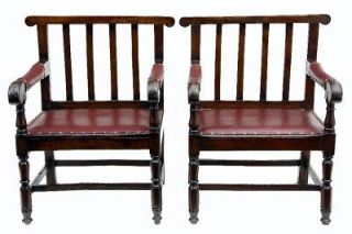 pair of large irish oak hall porters chairs circa 1860