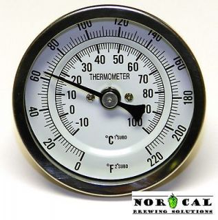 304 Steel 3 Dial Analog Thermometer 2 Probe 0 220 Degr Homebrew Mash 