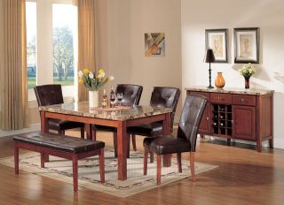 PC High End Brown Marble Finish Dining Room Set Table and Chairs 