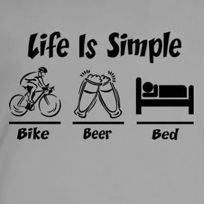 Life Is Simple Bike Beer Bed Biker Funny Humor T Shirt