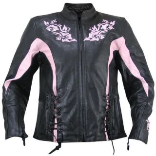   Ladies Black natural buffalo leather Motorcycle Jacket S 3X
