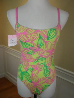 NWT New with Tags Lilly Pulitzer Pink Green One Piece Lycra Swimsuit 
