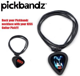 GUITAR PICK Necklace by Pickbandz PICK HOLDER in Black with KISS PICK 