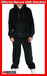 MECCA USA SMOOTHY VELOUR HOODED TRACKSUIT HOODY TRACK SUIT Black 2XL