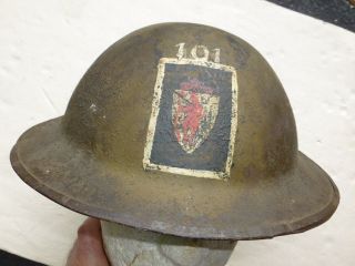 AEF M1917 Painted 101st Infantry OD Combat Helmet w Liner 26th YD D 