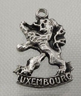 vintage sterling silver luxenburg lion crest charm 