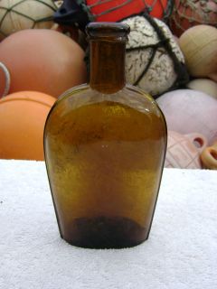 brown whiskey flask glass bottle b323  49