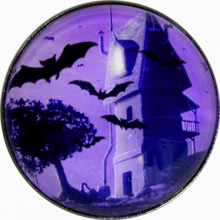 Halloween Crystal Dome Button Bats & Haunted House Purples   HW2 