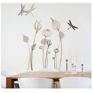 Flower Dragonfly Removable Wall Stickers Decor Home Paper Sticker DIY 