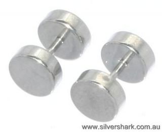   silver color plug effect earring secure screw back earring 1 Pair P2