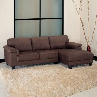   Chaise Dark Brown Microfiber Modern Sectional Living Room Furniture