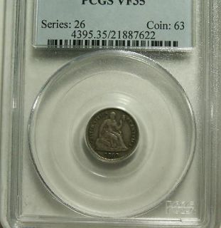 1869 s seated liberty half dime pcgs vf 35 time