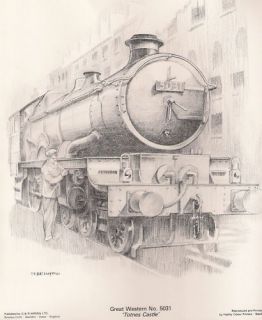 wrenn steam railway pencil drawing castle class loco time left
