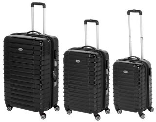 Hard Shell Suitcase with 4 Spinner Wheels in High Gloss Black or 