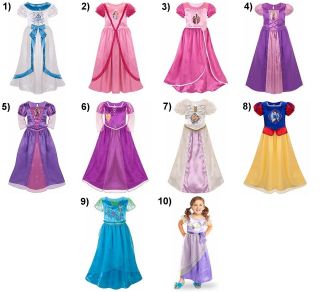   Princess Nightgown Dress Costume Pajamas Size 2/3/4/5/6/7/8/​10 NWT