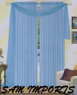 pcs BLUE Scarf Voile Window Panel Solid sheer valance curtains