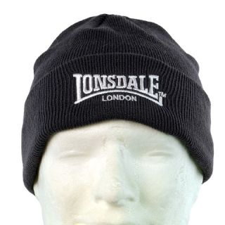 New Black LONSDALE Beanie Bobhat Cap Hat Mütze Skinhead Oi Punk Ska 