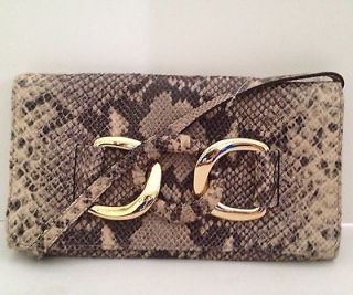 Michael Kors Overside ID Chain Clutch Leather Handbag $228 DARK SAND 