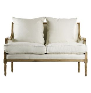french country natural oak louis xvi white linen settee returns
