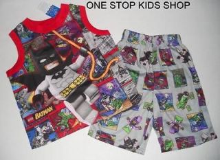 LEGO BATMAN Boys 4 5 6 7 8 10 12 Pjs Set PAJAMAS Shorts Shirt THE 