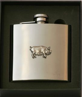 pig hog design hip flask farming gift free engraving  36 87 