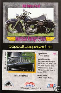 1948 indian chief 74 ci bike vintage motorcycle card from