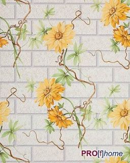 EDEM 1000 31 decor wallpaper mural brick stone floral white yellow 