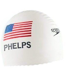 Speedo® Micheal Phelps Signature Latex Swim Cap White Olympics 