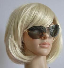 new new white short blonde wig human made hair from